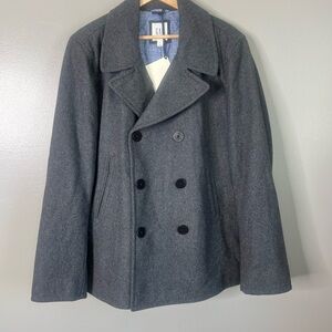 GAP Men's Charcoal Peacoat wool blend size medium preppy career office modern